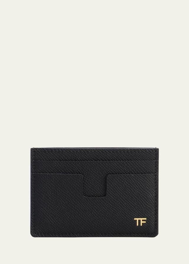 TOM FORD Men's Leather Money Clip Card Holder  - BLACK Product Image