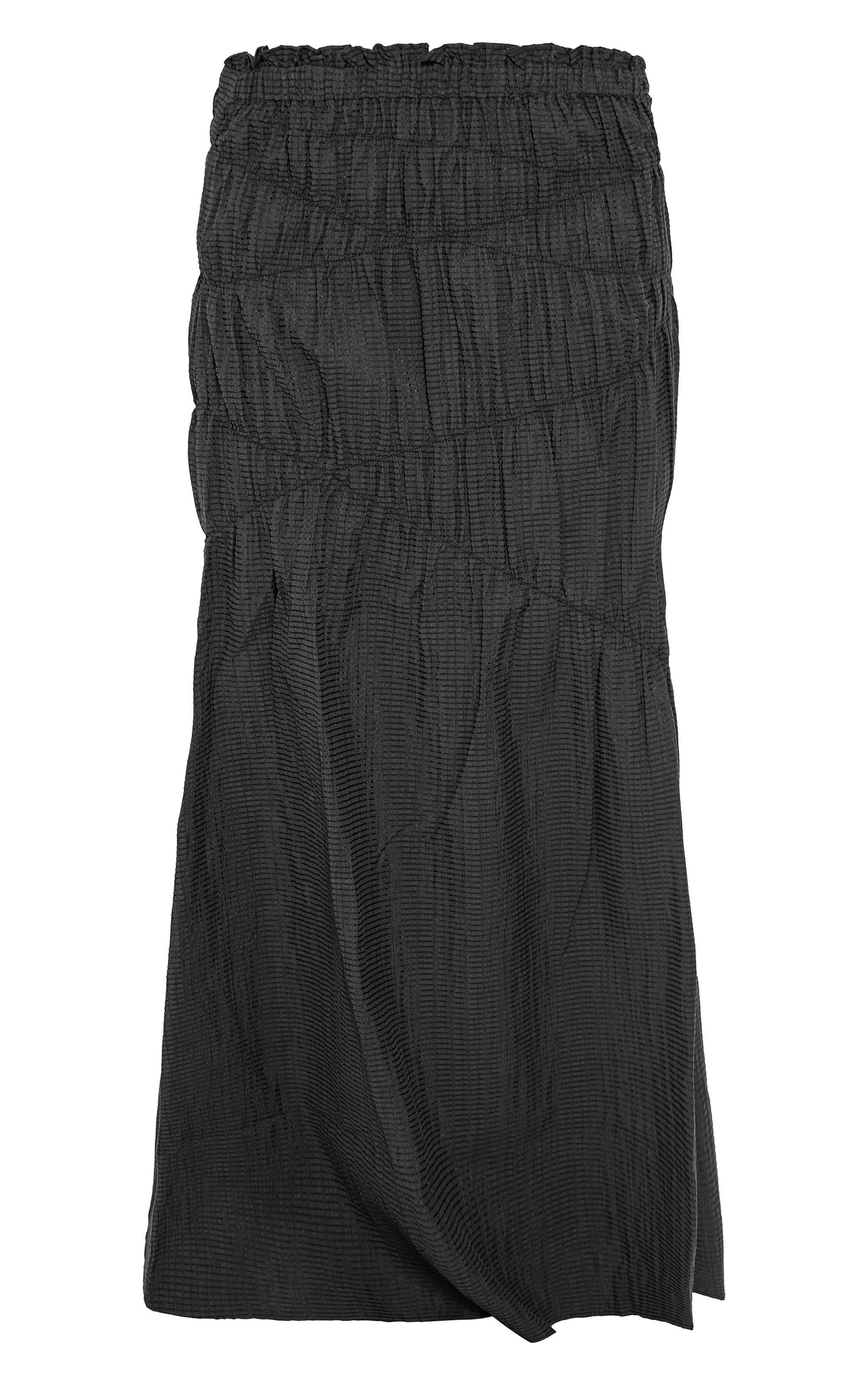 Black Shirred Detail Crinkle Woven Maxi Skirt Product Image