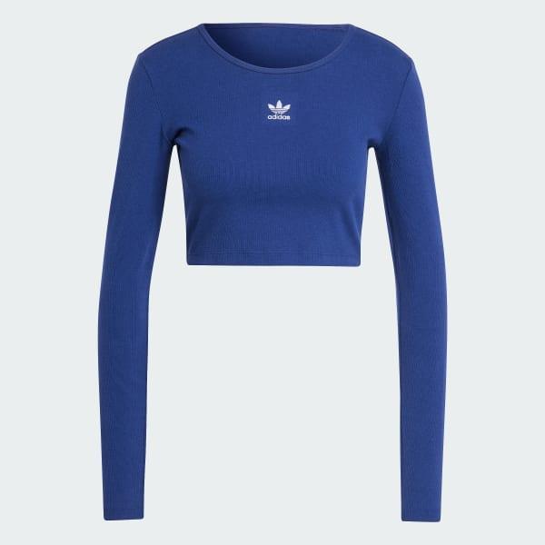 Essentials Ribbed Crop Long Sleeve Tee Product Image