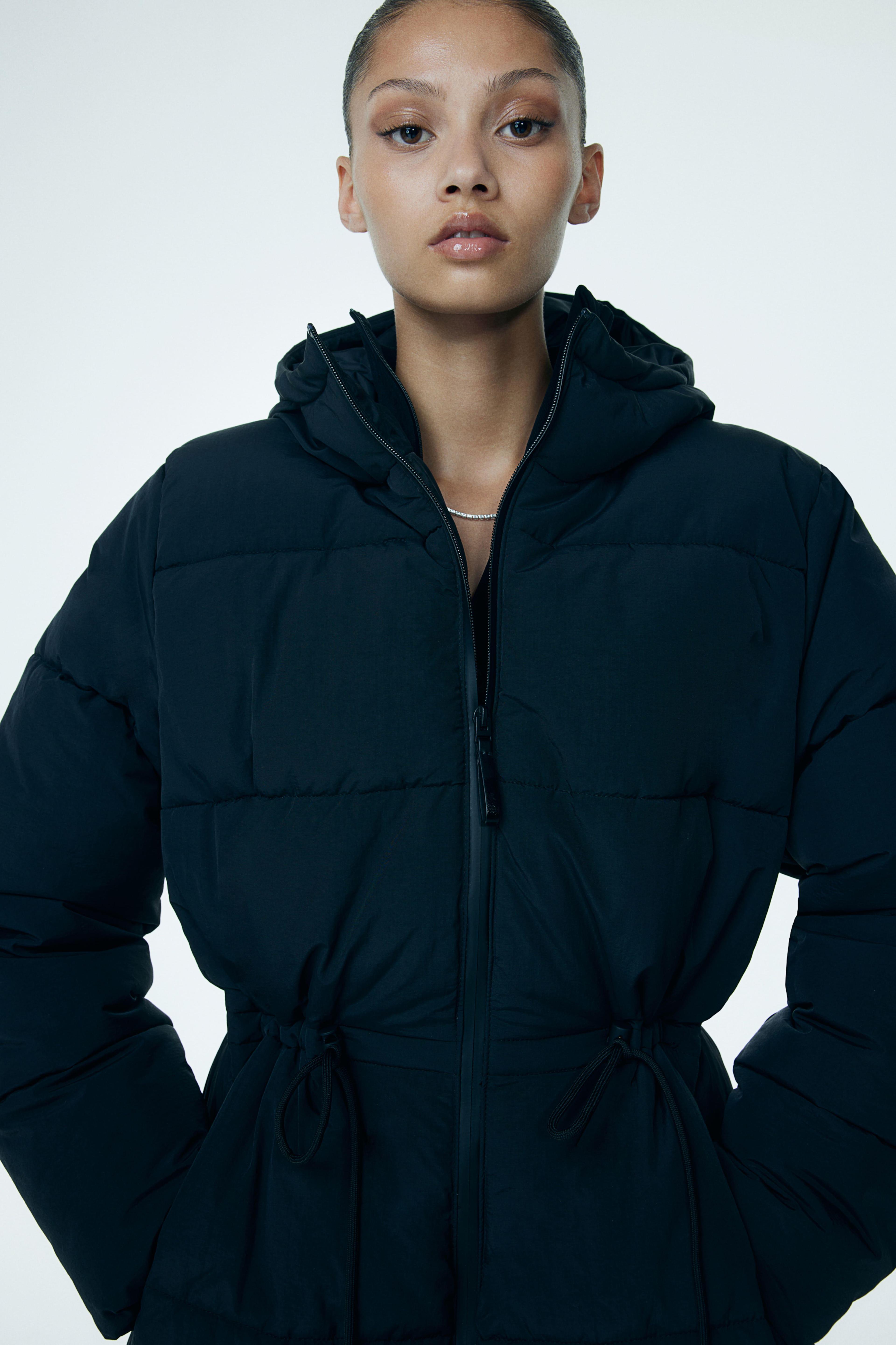 Oversized Drawstring-Waist Puffer Jacket Product Image