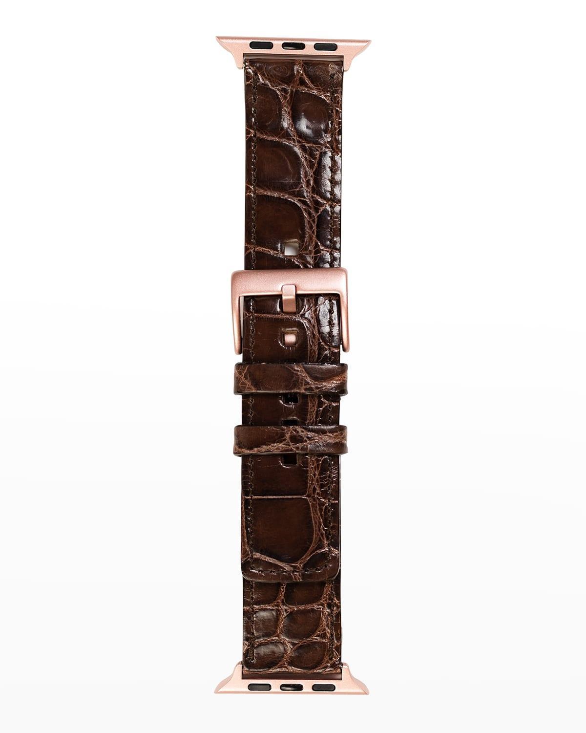 Mens Apple Watch Alligator Watch Strap, Rose Gold Finish Product Image