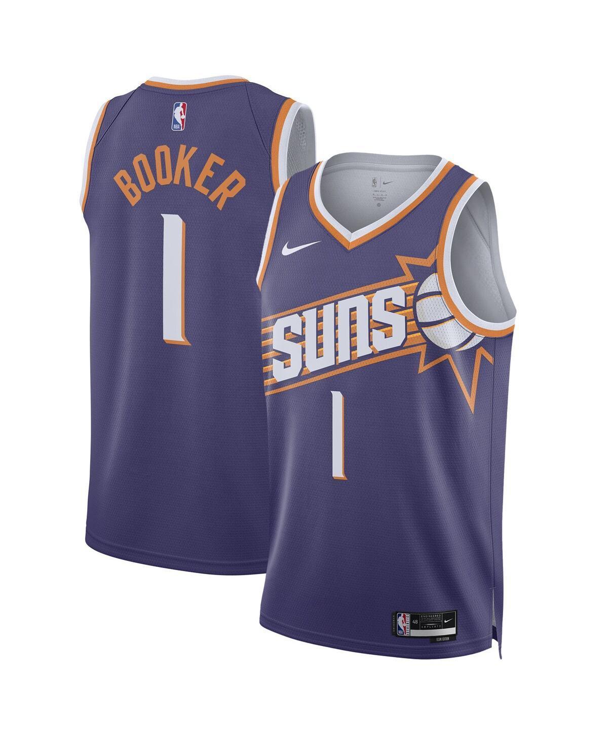 Mens and Womens Nike Devin Booker Purple Phoenix Suns Swingman Jersey - Icon Edition - Purple Product Image