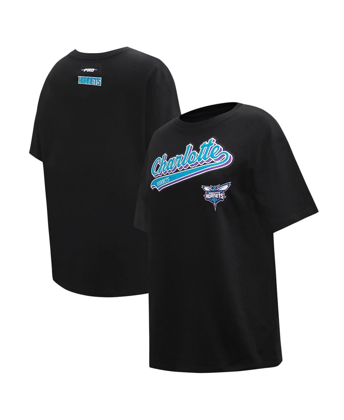 Womens Pro Standard Black Charlotte Hornets Script Boyfriend T-shirt Product Image