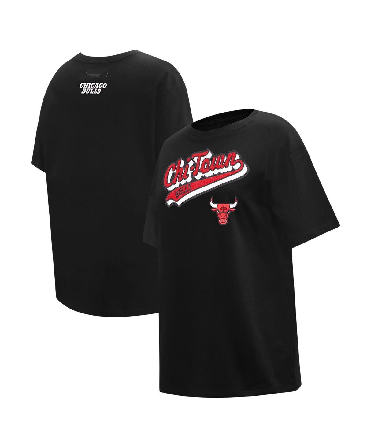 Womens Pro Standard Black Chicago Bulls Script Boyfriend T-shirt Product Image