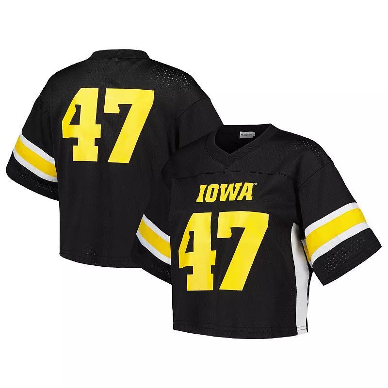 Womens Established & Co. #47 Iowa Hawkeyes Fashion Boxy Cropped Football Jersey Product Image