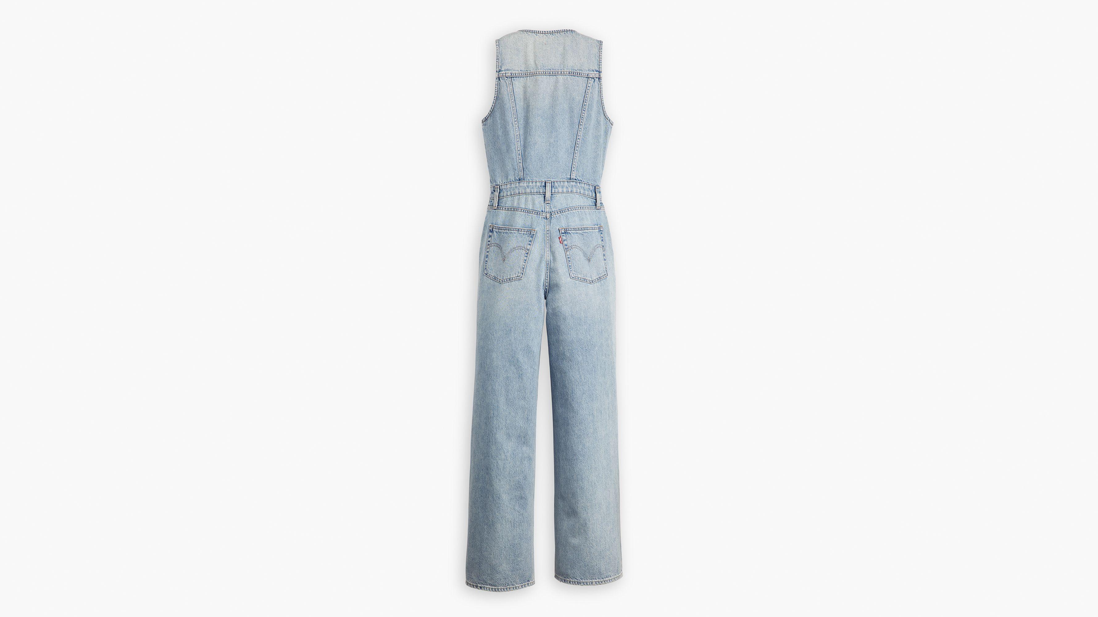 Denim Vest Wide Leg Jumpsuit Product Image