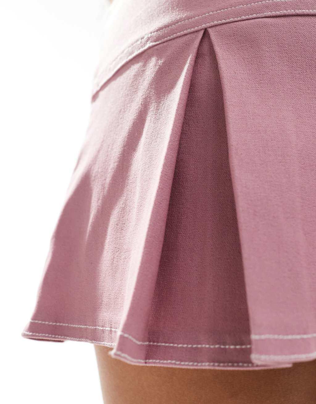 Motel bow detail mini skirt in dusky pink Product Image