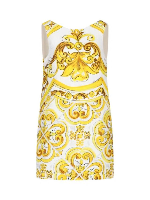 DOLCE & GABBANA 'mini Brocade Dress With Mai In White Product Image