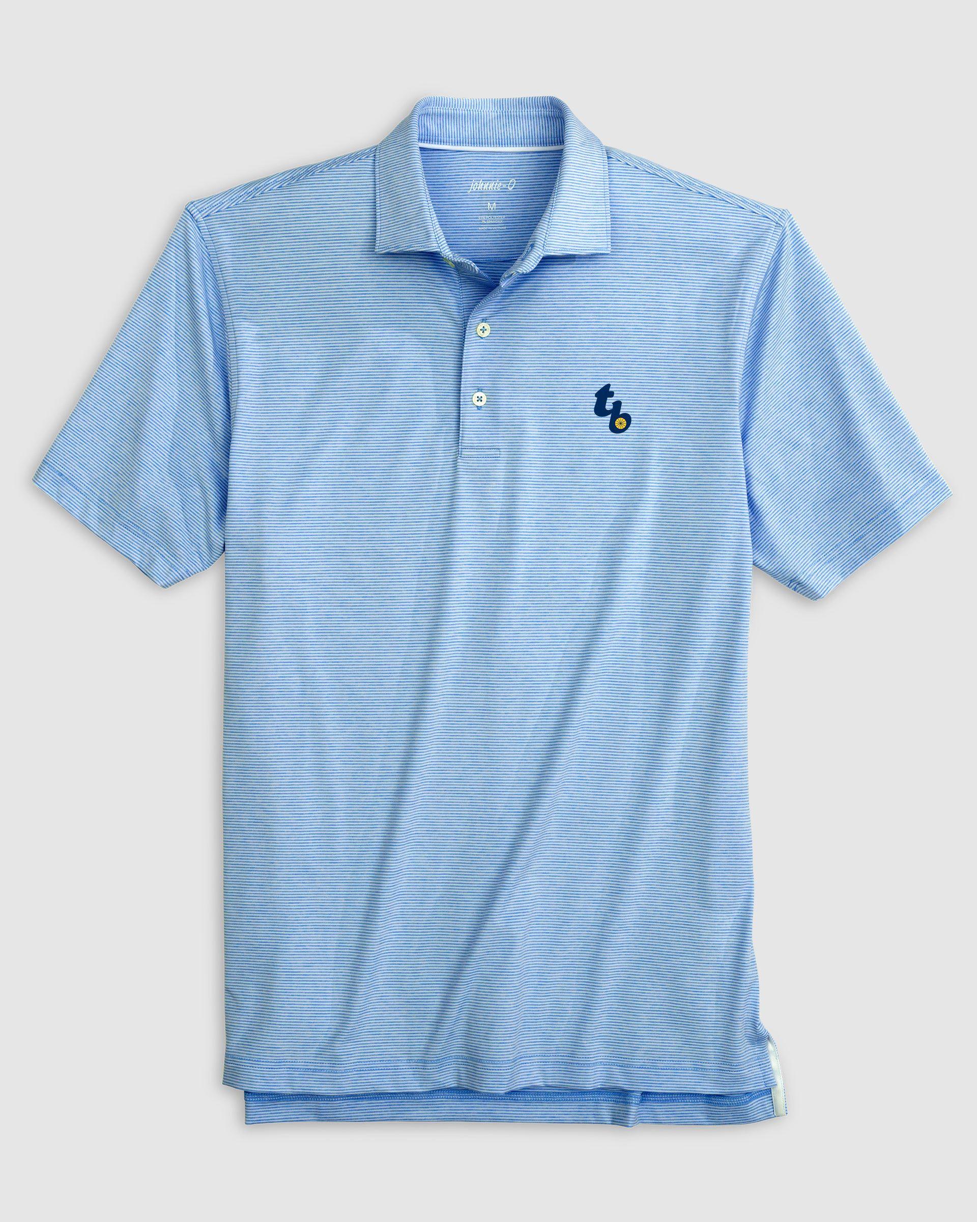 johnnie-O Tampa Bay Rays Lyndonn Striped Jersey Performance Polo - Cooperstown Logo Product Image