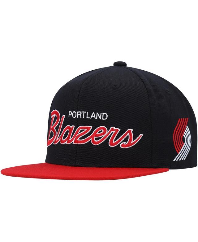 Mens Mitchell & Ness Black Portland Trail Blazers Hardwood Classics Mvp Team Script 2.0 Snapback Hat Product Image