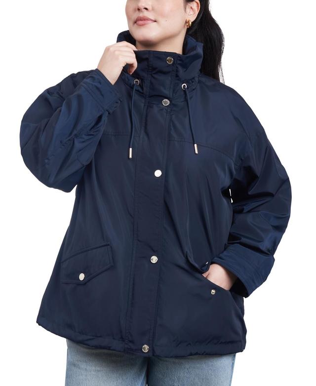 Michael Michael Kors Womens Plus Size Cinched-Waist Bomber Raincoat Product Image