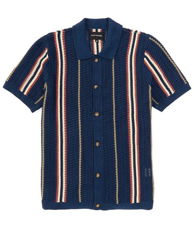 Lucky Brand Striped Short Sleeve Sweater Product Image