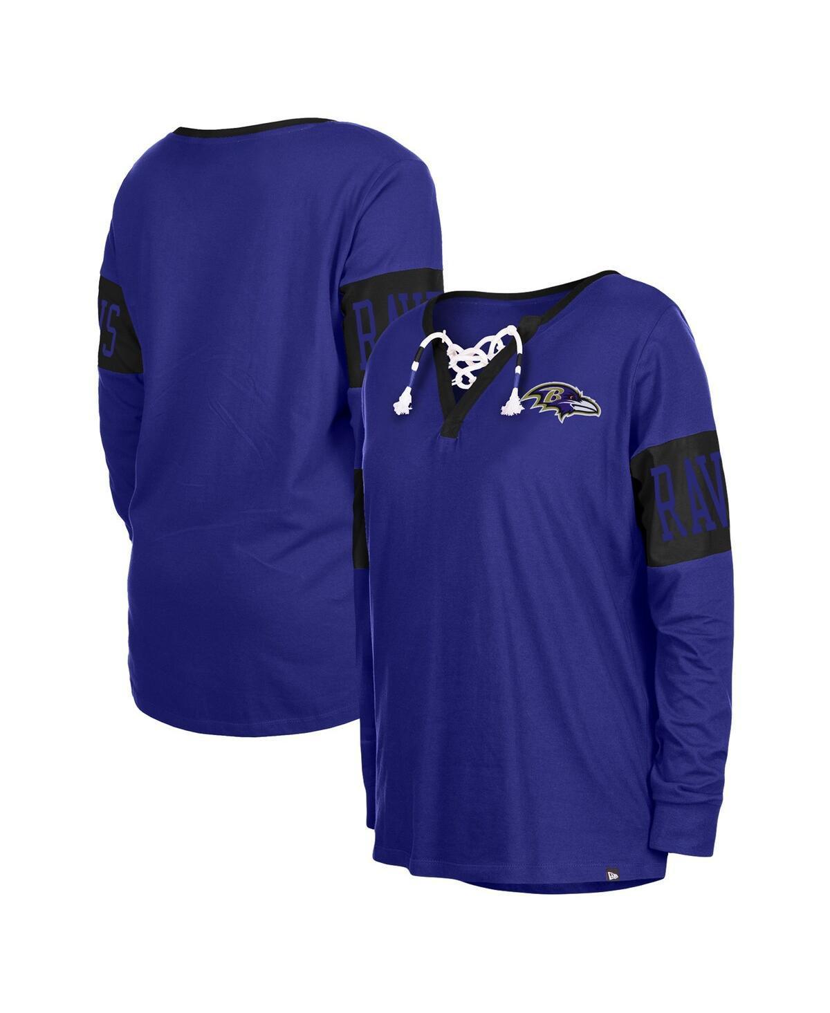 Womens New Era Black Baltimore Ravens Lace-Up Notch Neck Long Sleeve T-shirt Product Image