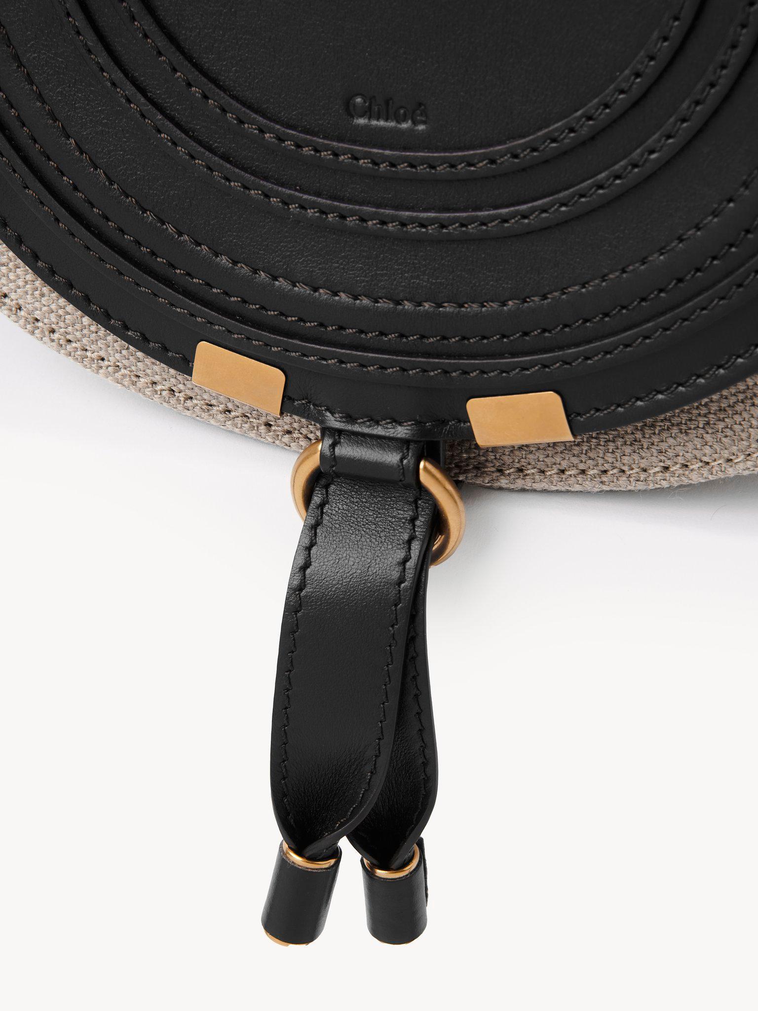 Small Marcie saddle bag in linen & soft leather Product Image