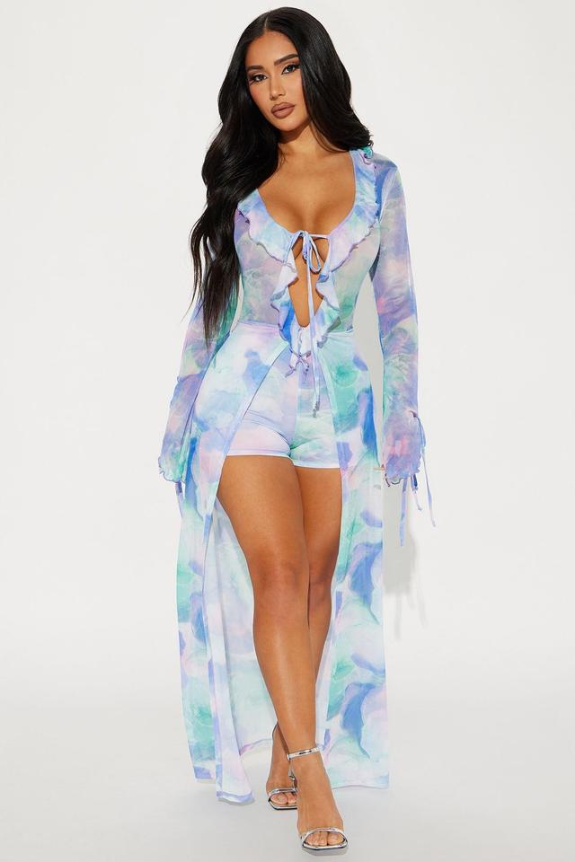 Sweetest Escape Maxi Romper - Blue/combo Product Image