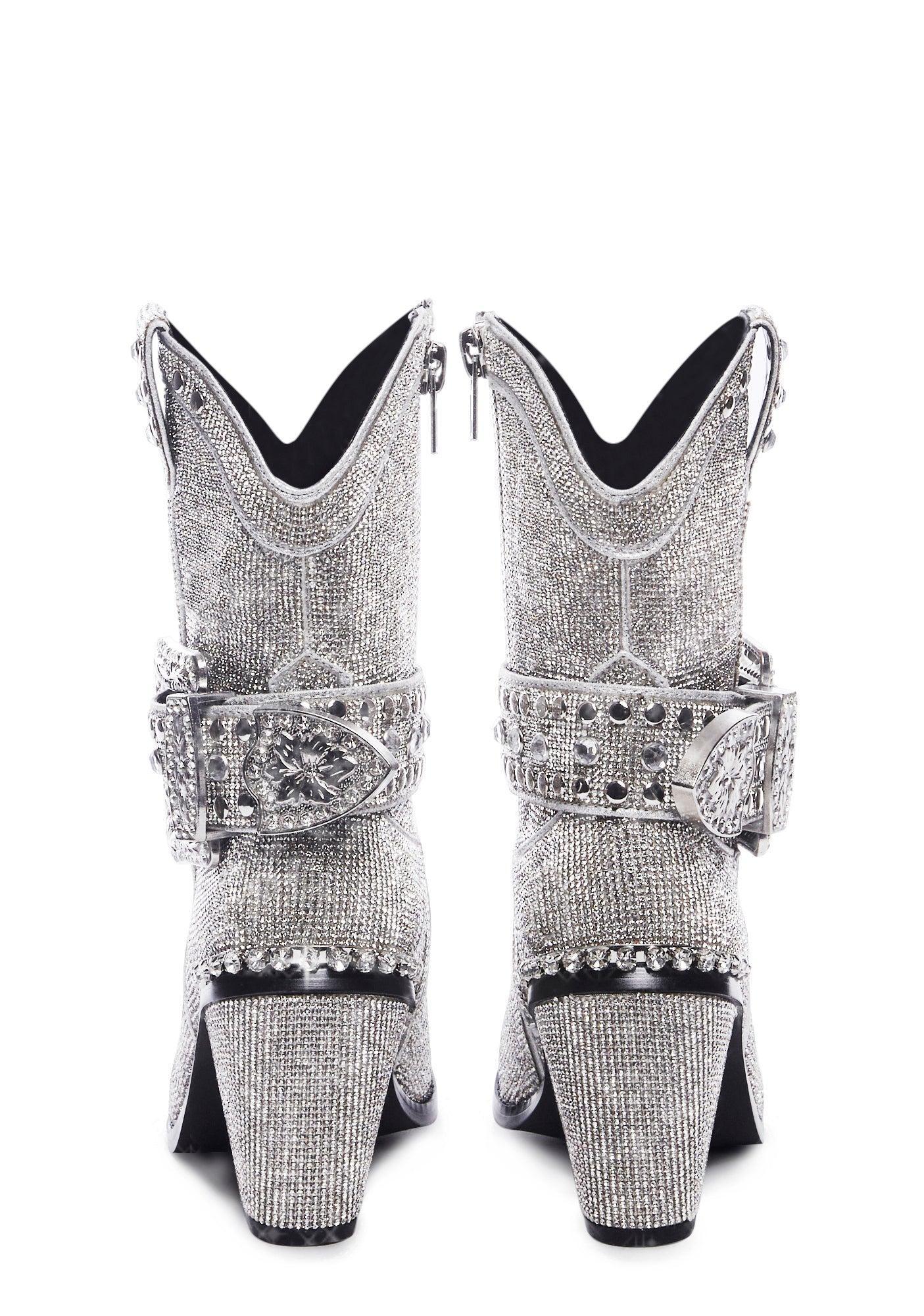 Sheriff Shine Cowboy Boots - Silver Male Product Image