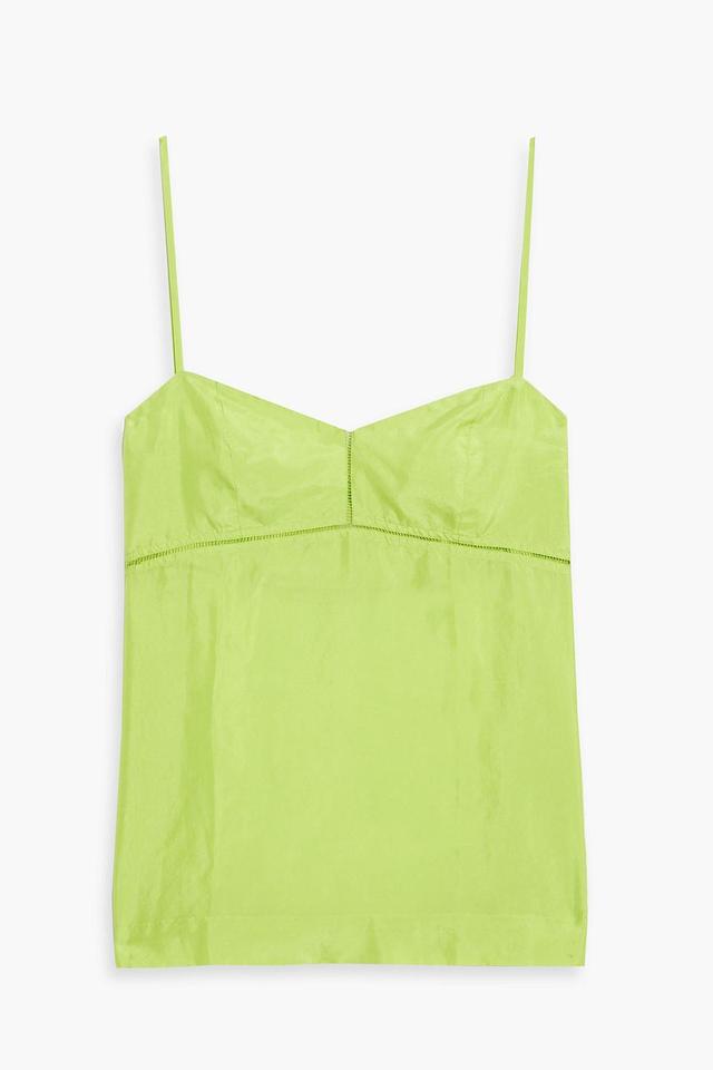 Lattice-trimmed Silk Camisole In Bright Green Product Image