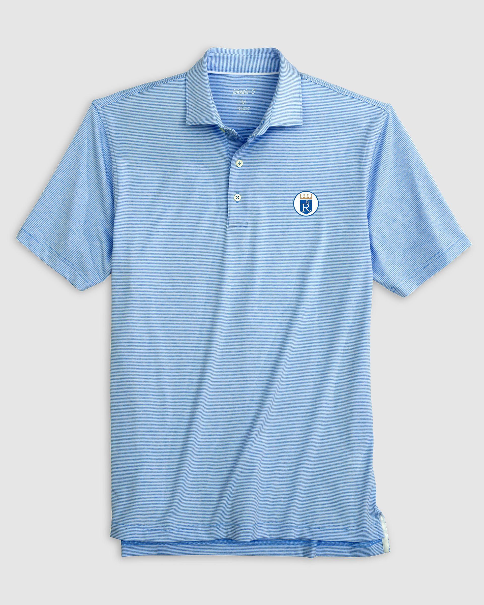 johnnie-O Milwaukee Brewers Lyndonn Striped Jersey Performance Polo - Cooperstown Logo Product Image