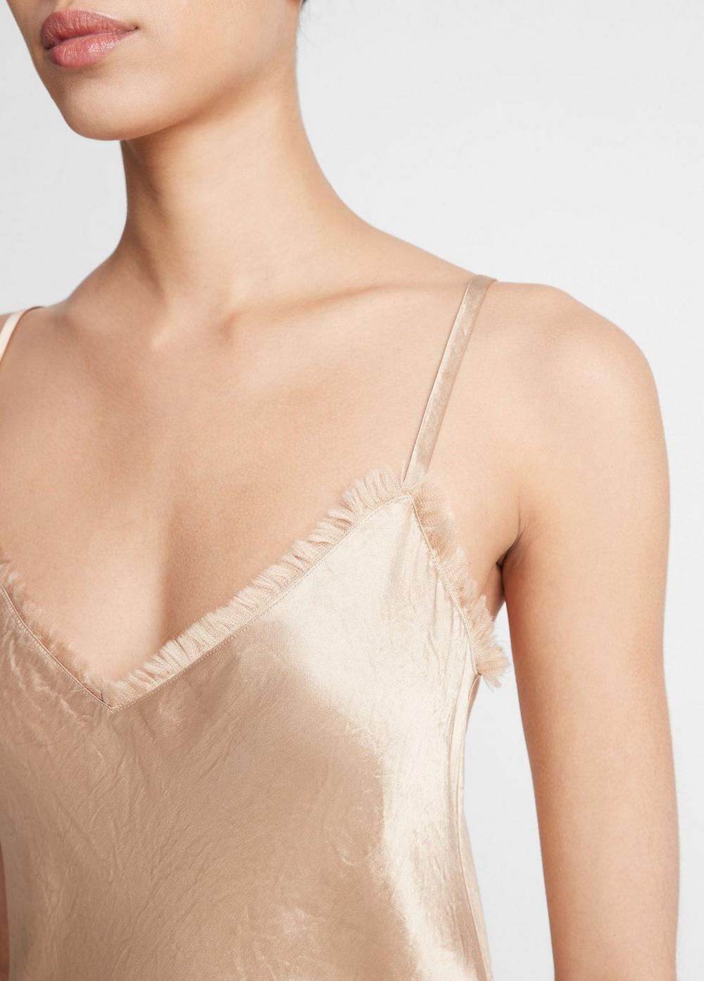 Satin Frayed-Edge Bias Camisole Dress Product Image