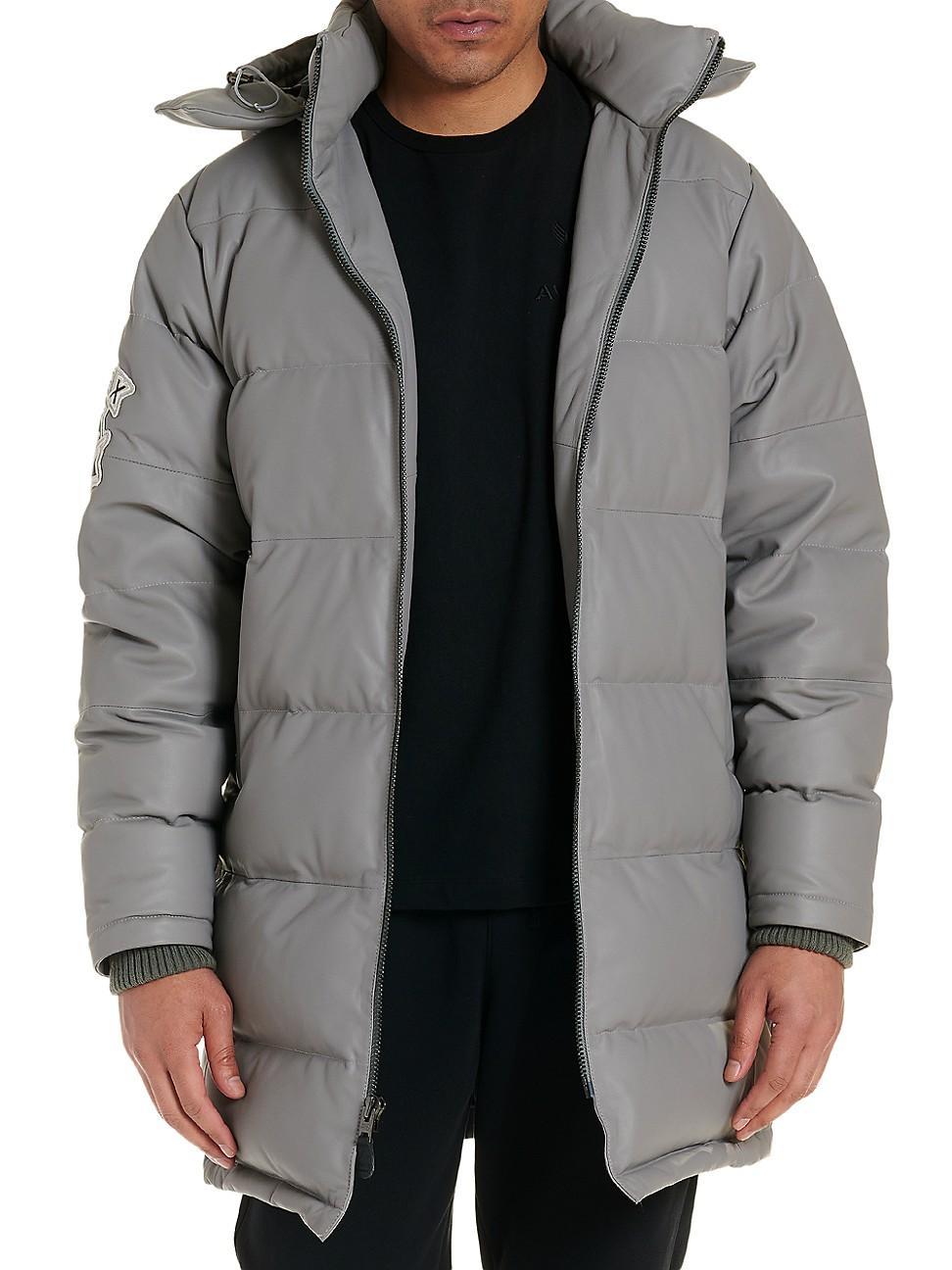 Mens Leather Puffer Parka Product Image