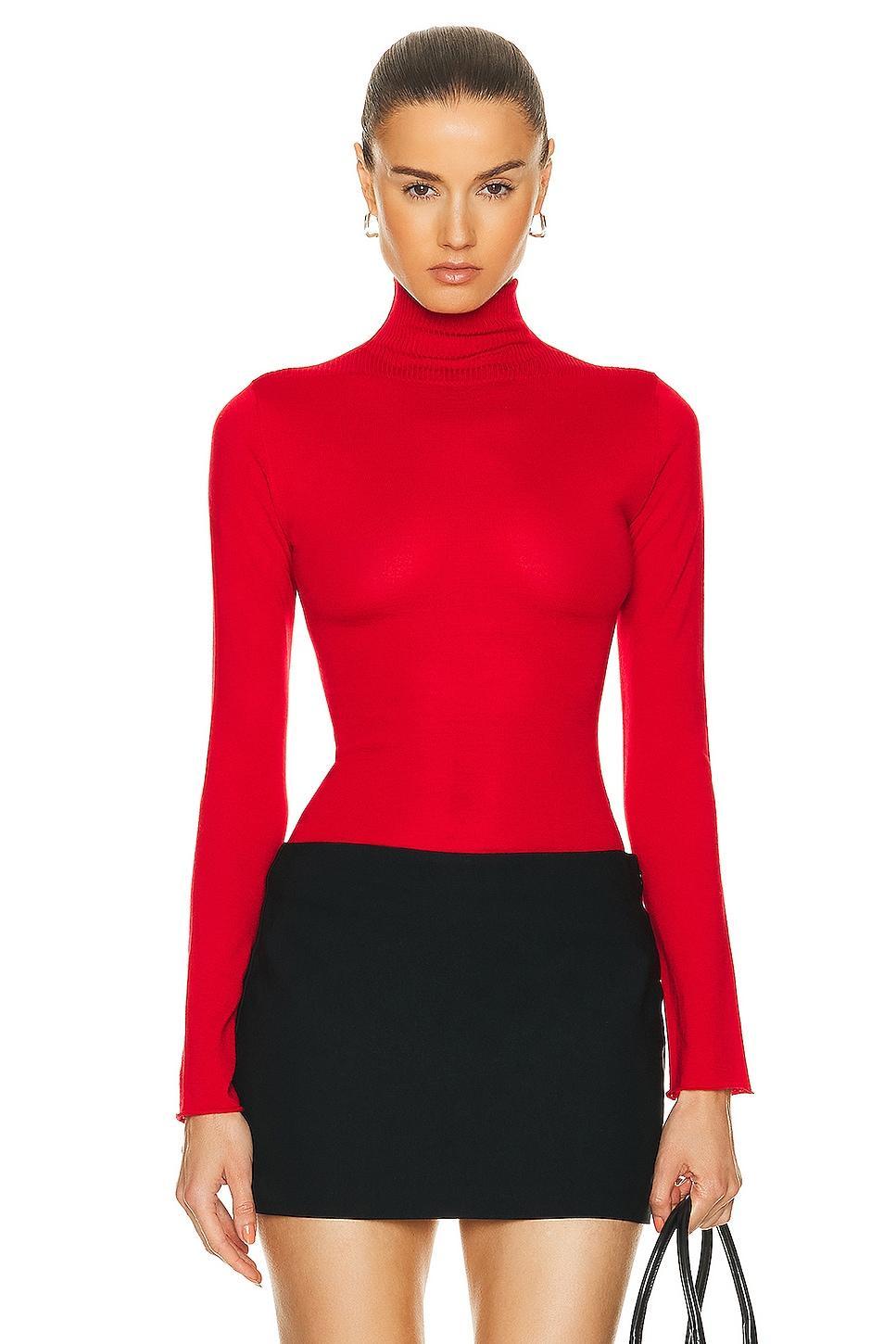 Marni Long Sleeve Turtleneck Top in Tulip - Red. Size 42 (also in ). Product Image