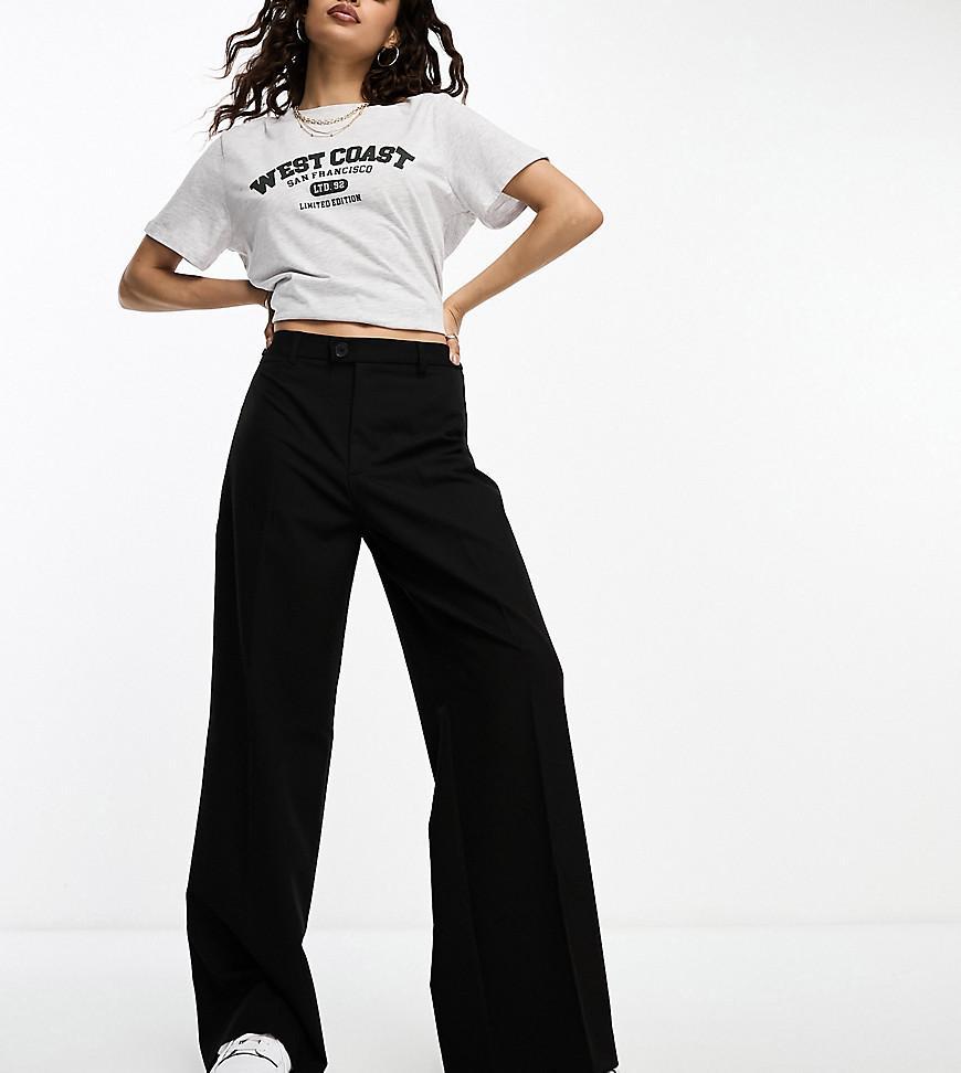 Stradivarius Petite tailored straight pants in black  Product Image