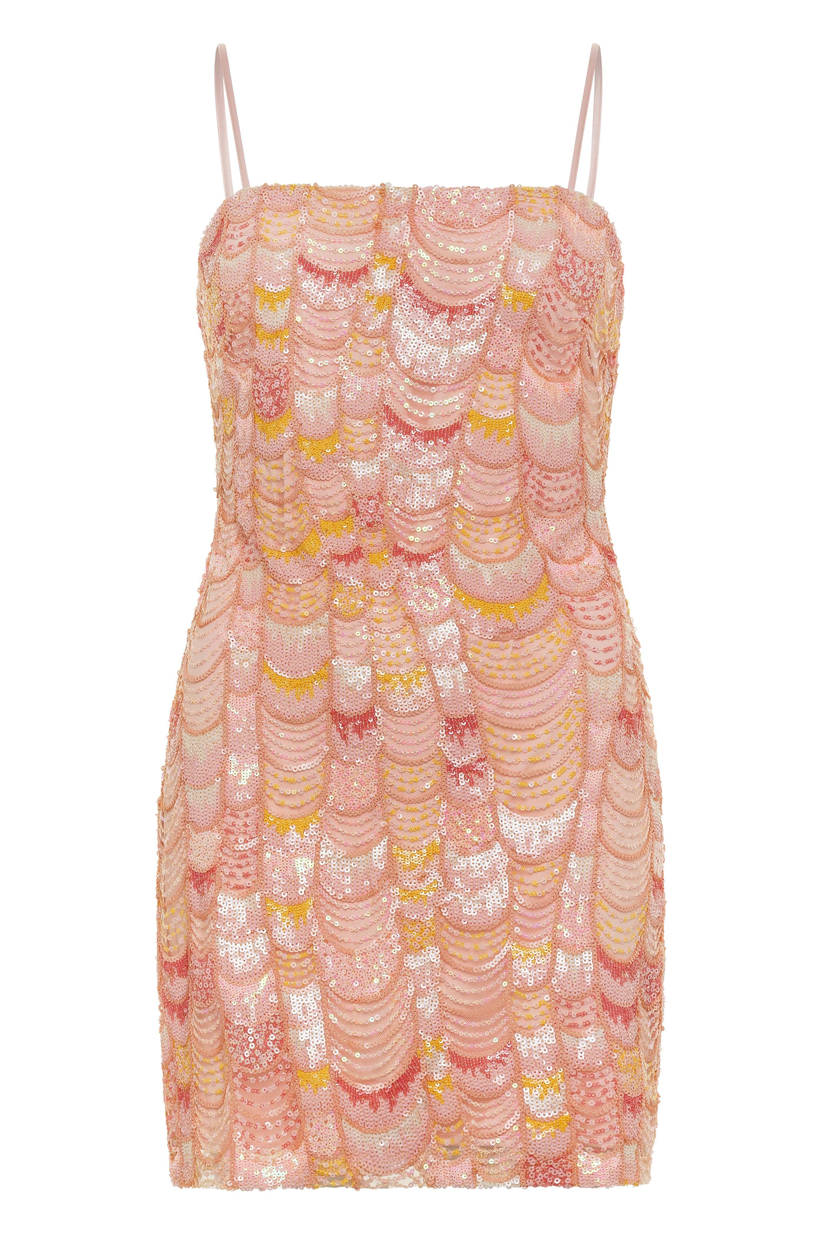 Emmy Pink Mermaid Mini Dress Product Image