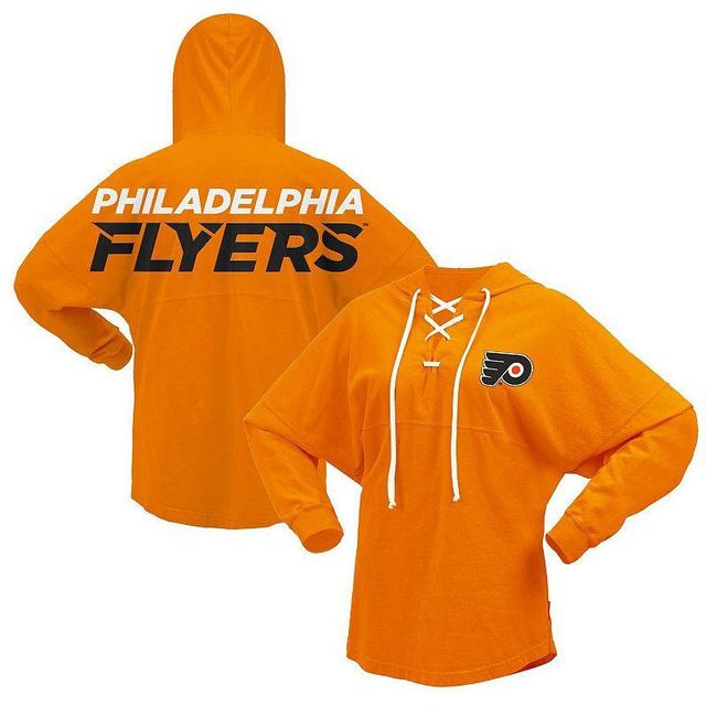 Womens Fanatics Branded Orange Philadelphia Flyers Jersey Lace-Up V-Neck Long Sleeve Hoodie T-Shirt Product Image