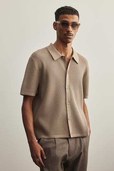 Regular Fit Rib-knit resort shirt Product Image