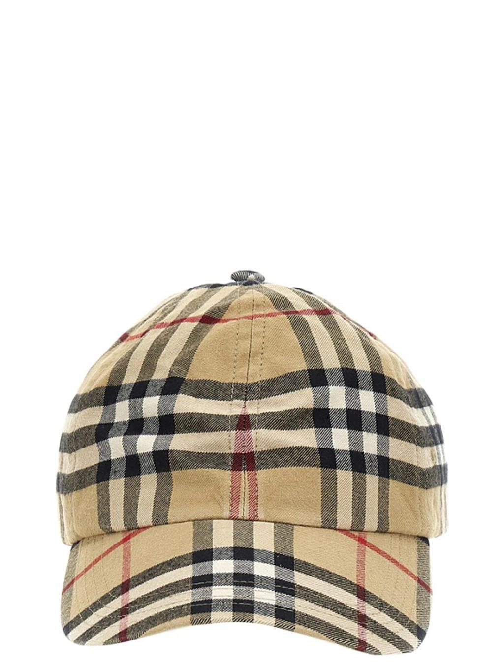 Check Printed Baseball Cap In Beige Product Image