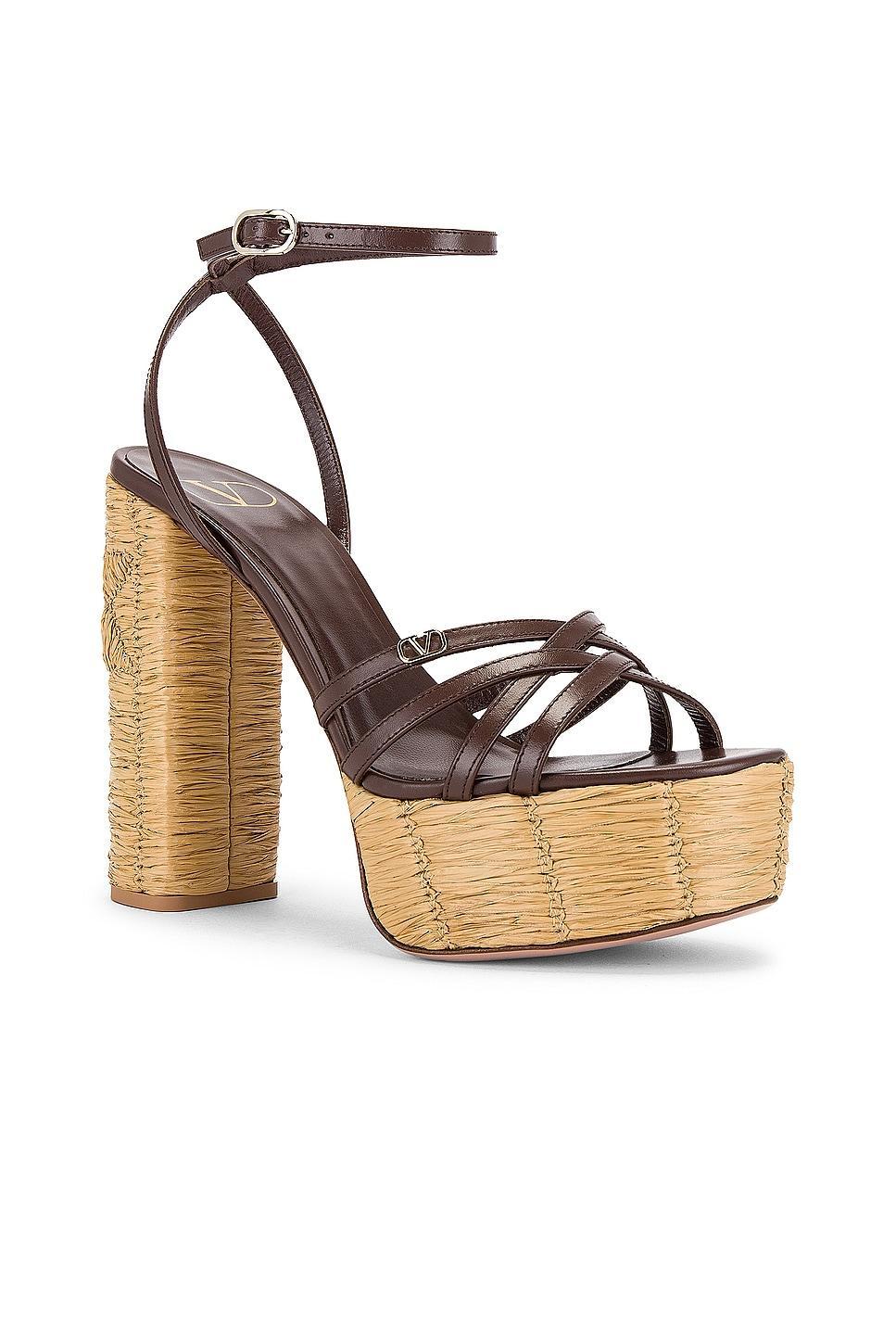 Valentino Garavani Raflower Sandal in Cacao & Tabacco - Brown. Size 41 (also in 39.5, 40). Product Image