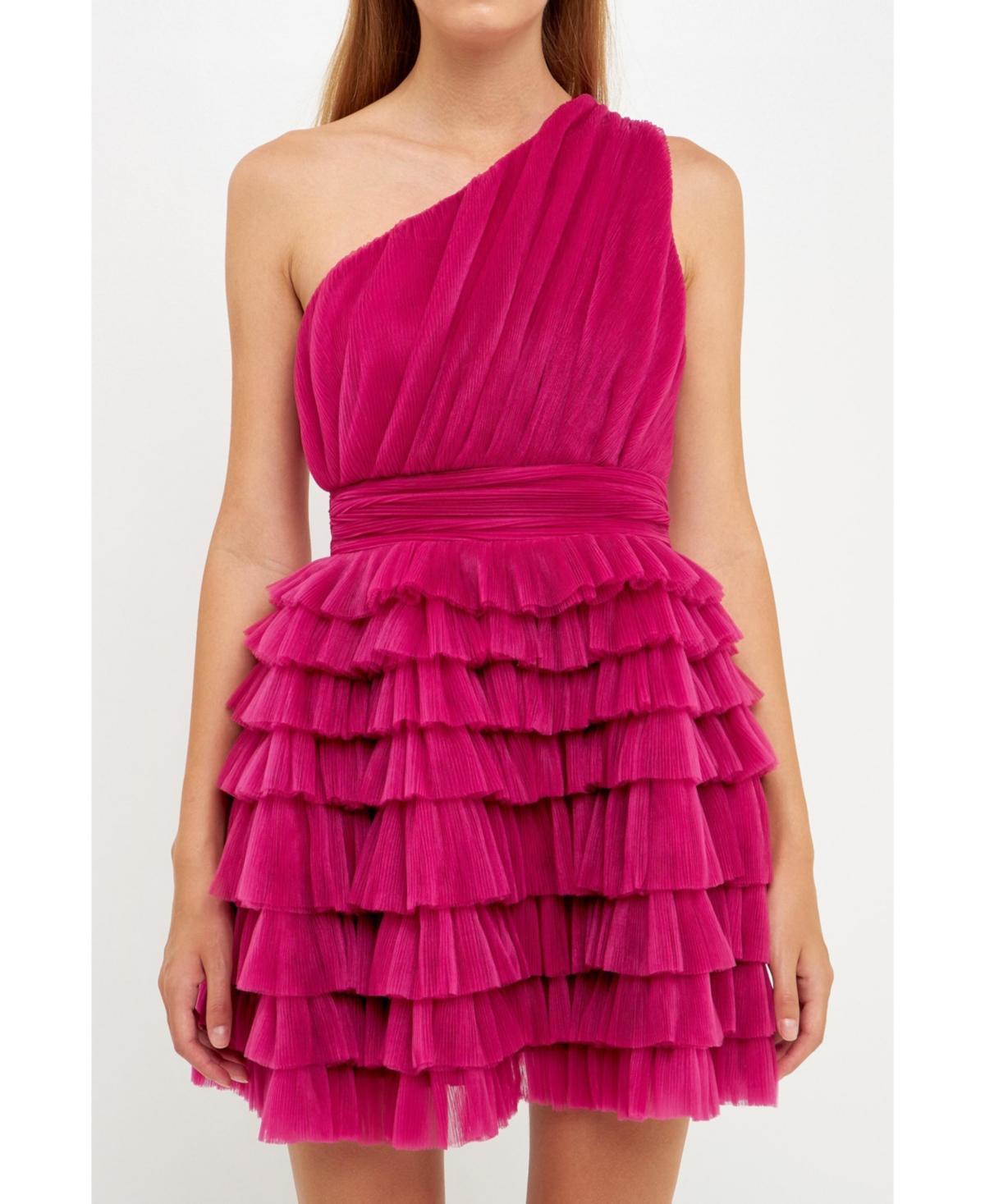 Womens Tiered Tulle Mini Dress Product Image