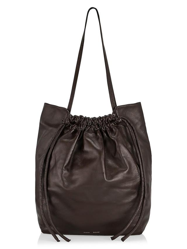 Womens Drawstring Leather Tote Product Image