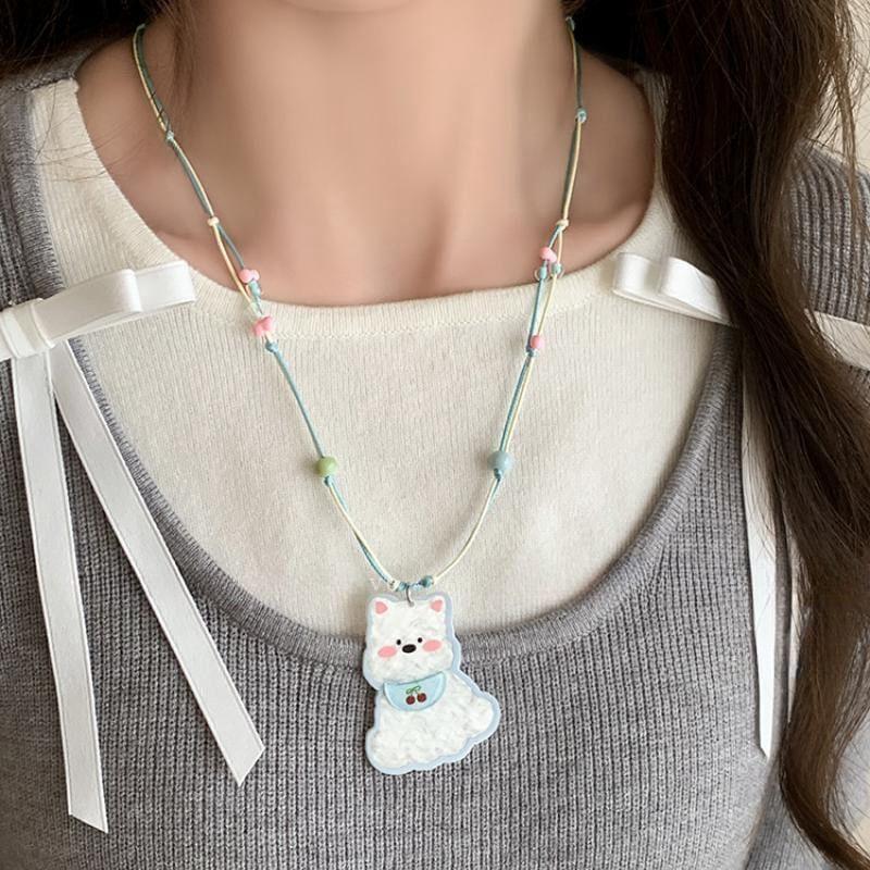 Cartoon Pendant Beaded Layered Necklace Product Image