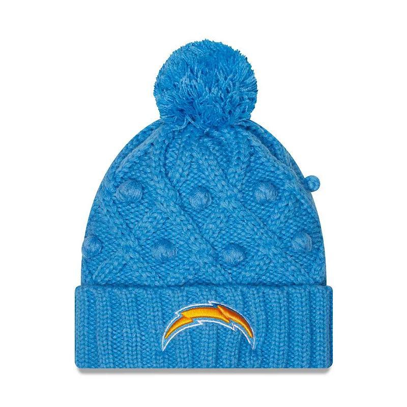 Womens New Era Powder Blue Los Angeles Chargers Toasty Cuffed Knit Hat with Pom Product Image