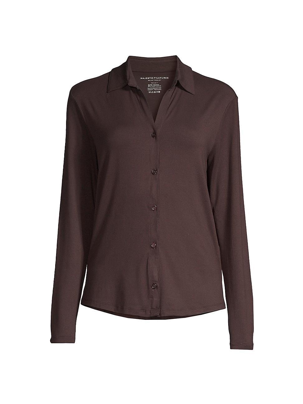 Womens Soft Touch Button-Up Shirt Product Image