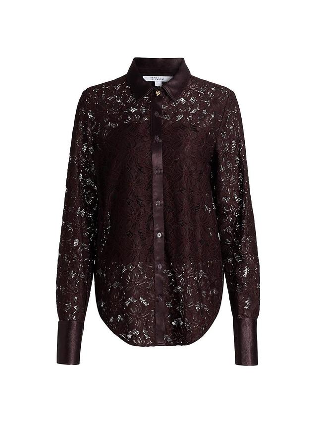 Womens Raissa Lace Button-Up Shirt Product Image