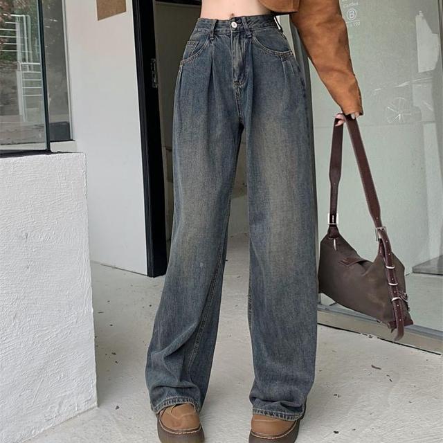 High Rise Washed Wide Leg Jeans Product Image