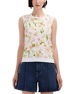 Oscar de la Renta Mixed Botanical Print Lace Front Tank Product Image