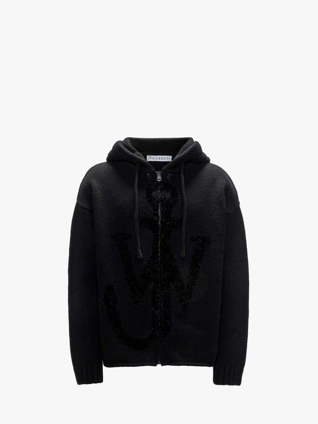 ANCHOR LOGO HOODIE WITH ZIP in black | JW Anderson US  Product Image