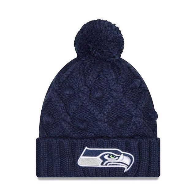 Womens New Era College Navy Seattle Seahawks Toasty Cuffed Knit Hat with Pom Product Image