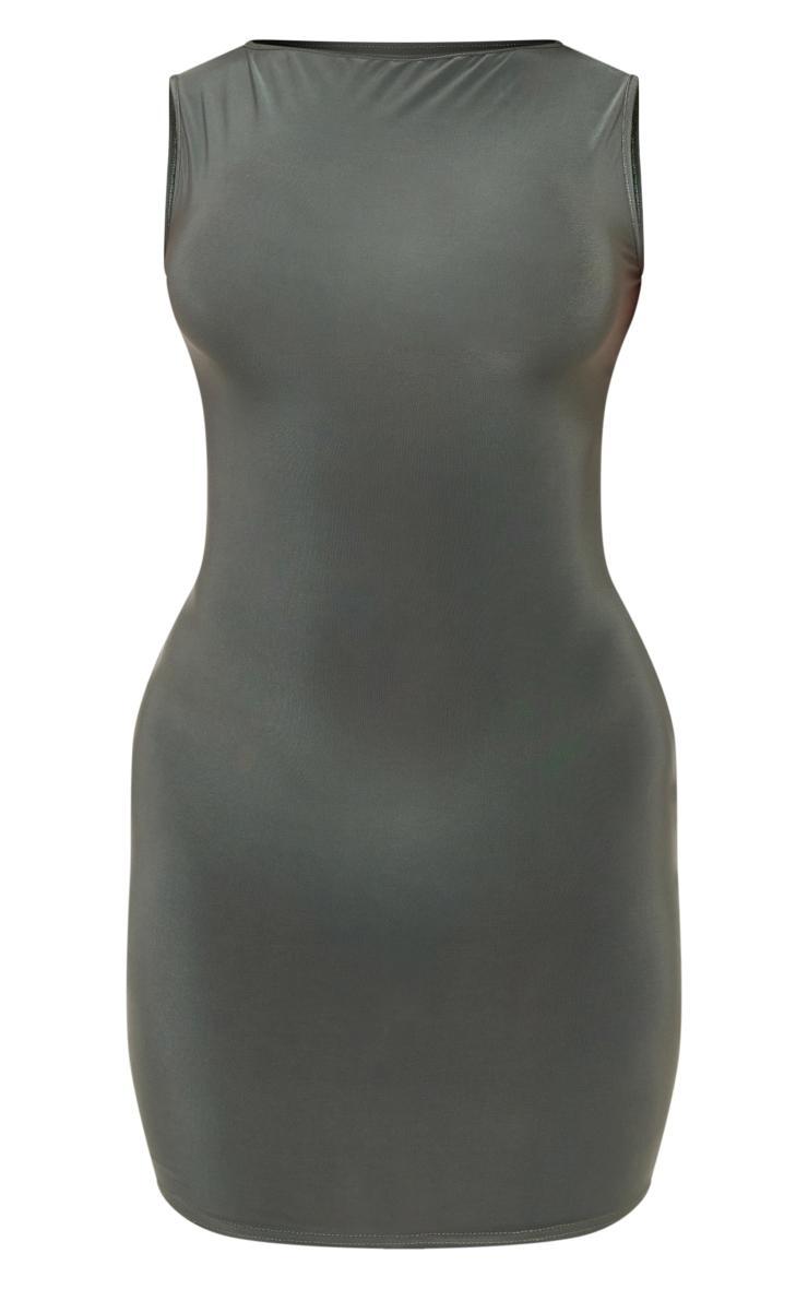 Khaki Slinky Square Bodycon Dress Product Image