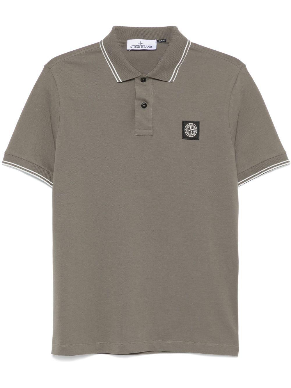 STONE ISLAND Compass-motif Polo Shirt In Brown Product Image