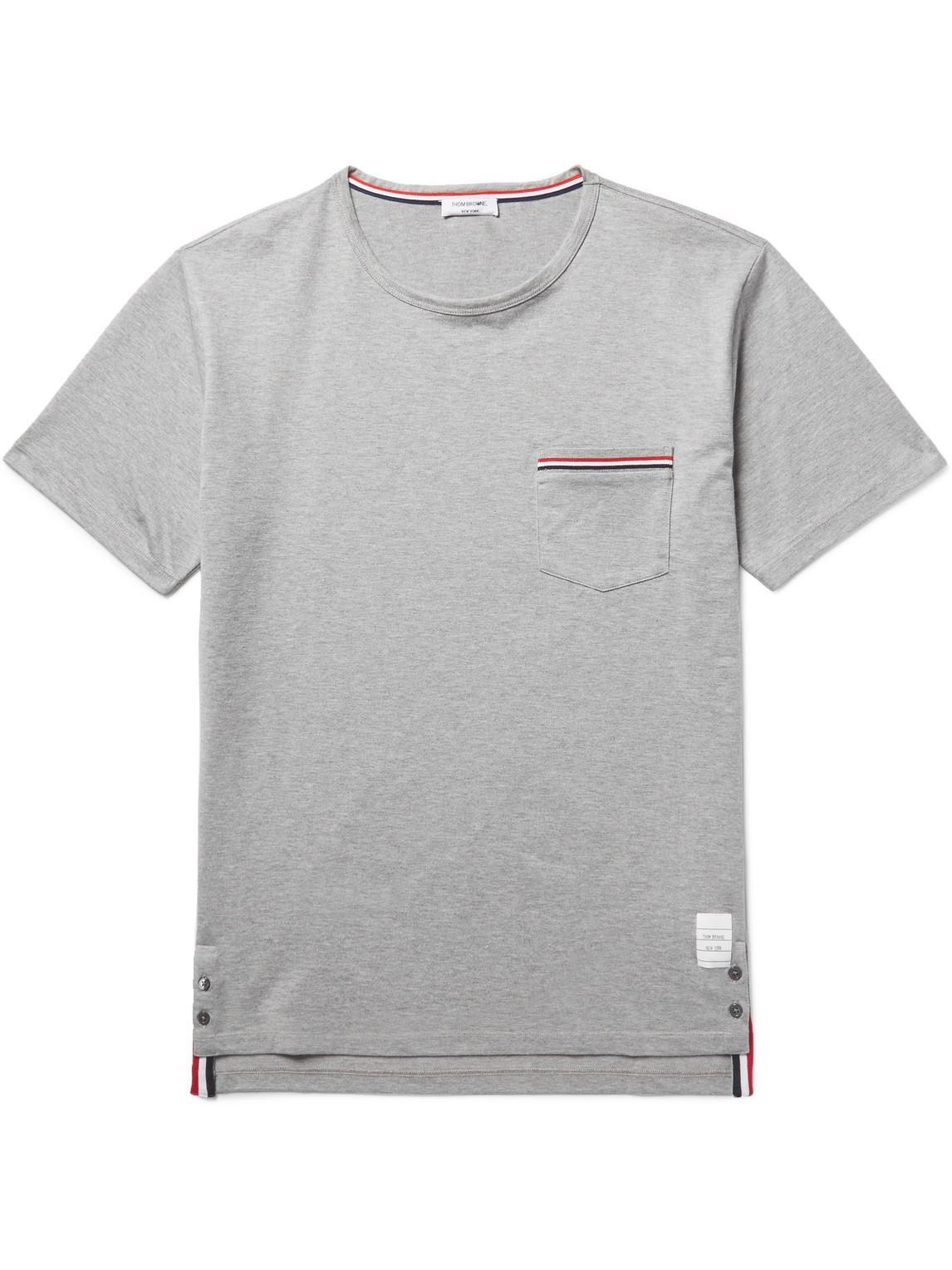 Striped Pocket Cotton Jersey T-shirt In White Product Image