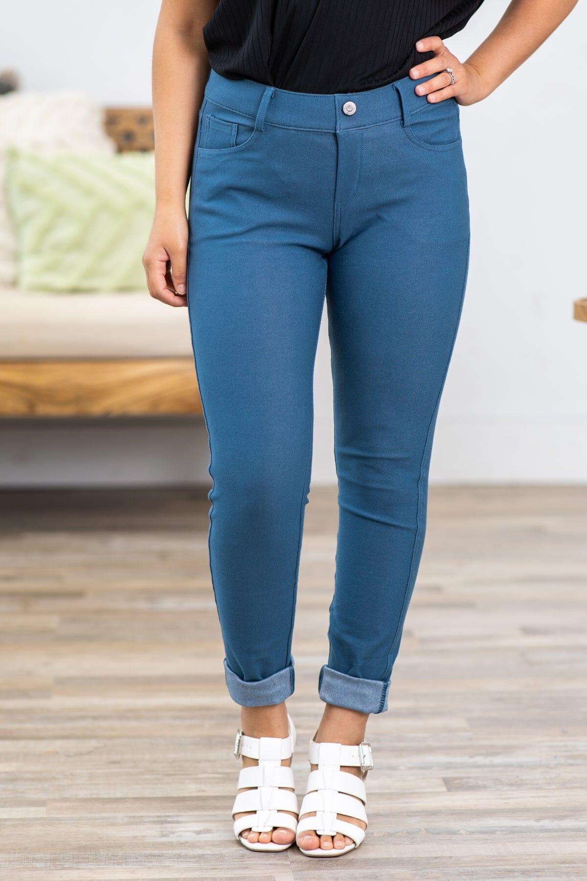 Teal Skinny Fit Jeggings Product Image