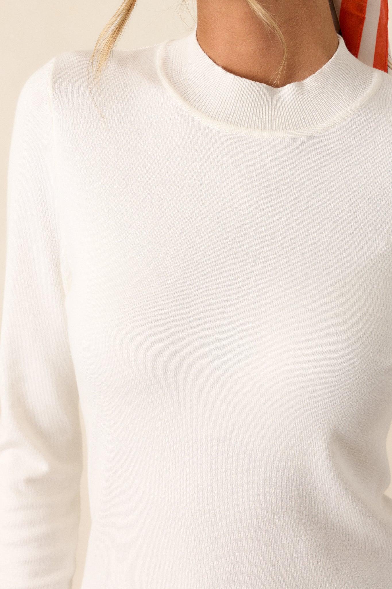 Moonshine Serenade Ivory Long Sleeve Sweater Top Product Image