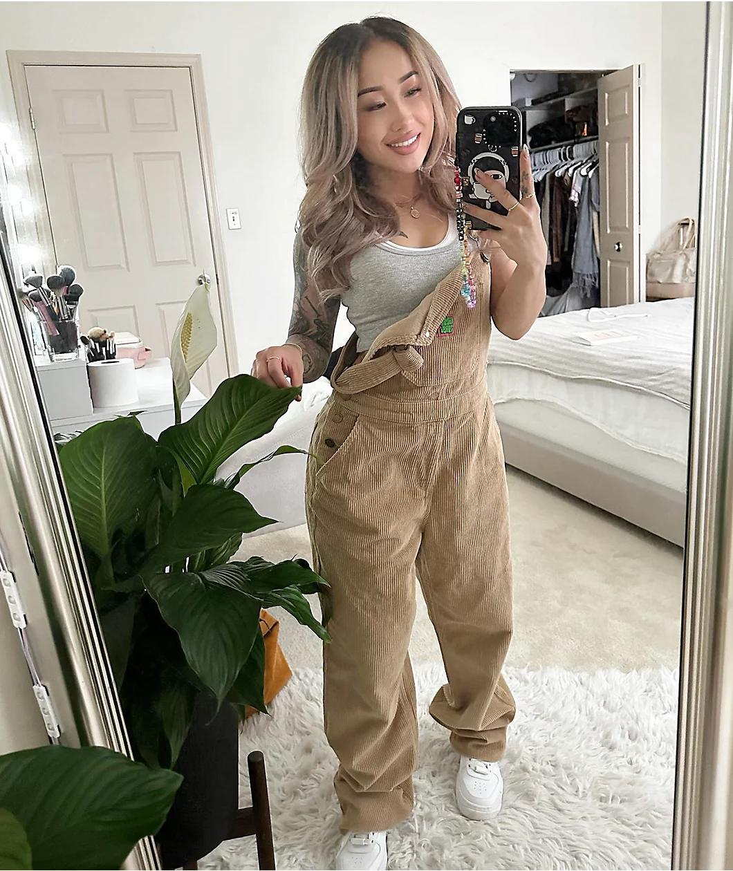 Empyre Suzie Khaki Corduroy Overalls Product Image