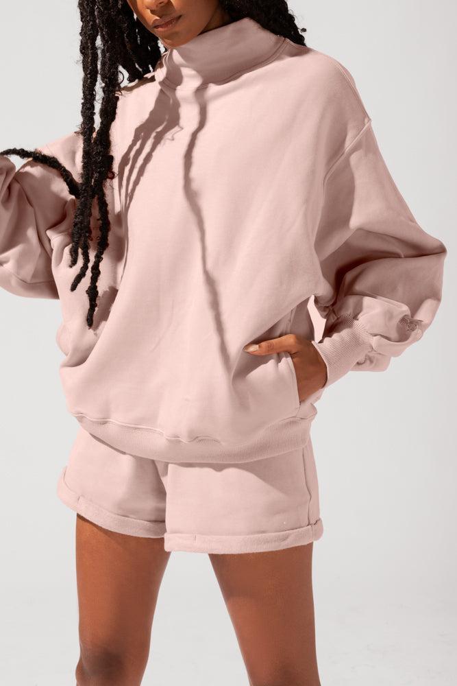 Ooey Gooey Mockneck Sweatshirt with Pockets - Ballet Slipper  Product Image