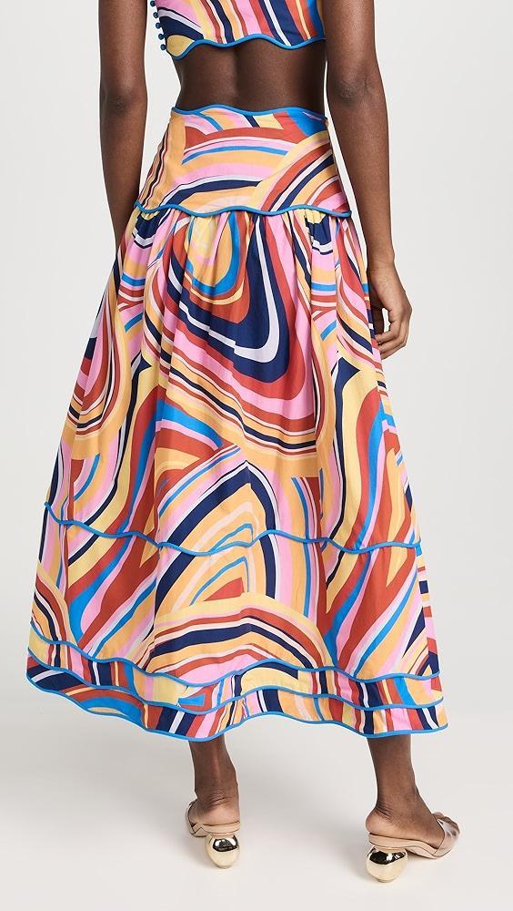 FARM Rio Multicolor Waves Midi Skirt | Shopbop Product Image