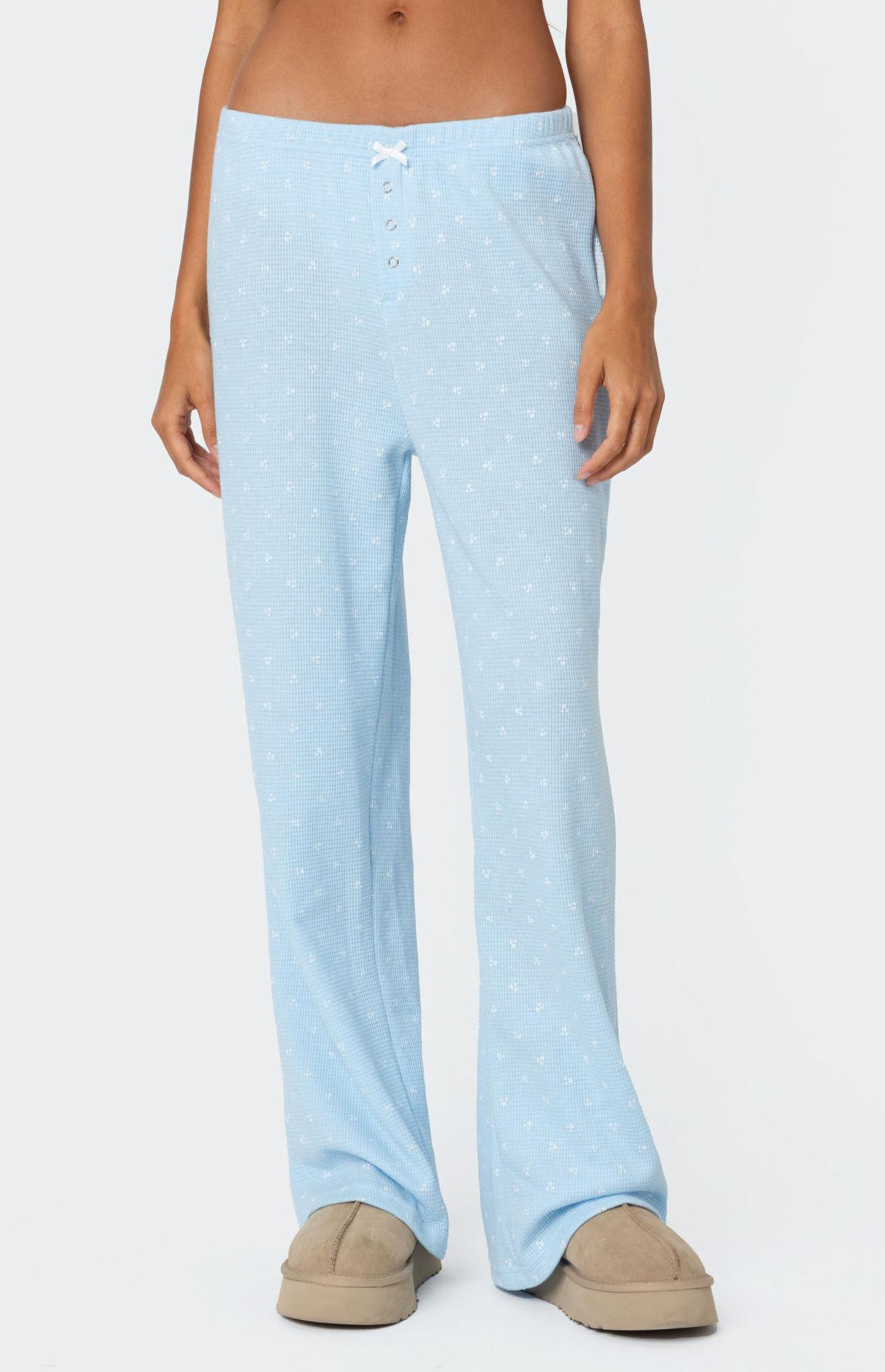 Edikted Women's Petal Printed Waffle Pants - Product Image